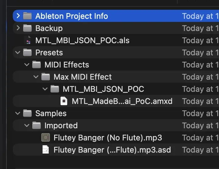Finder showing the project folder structure