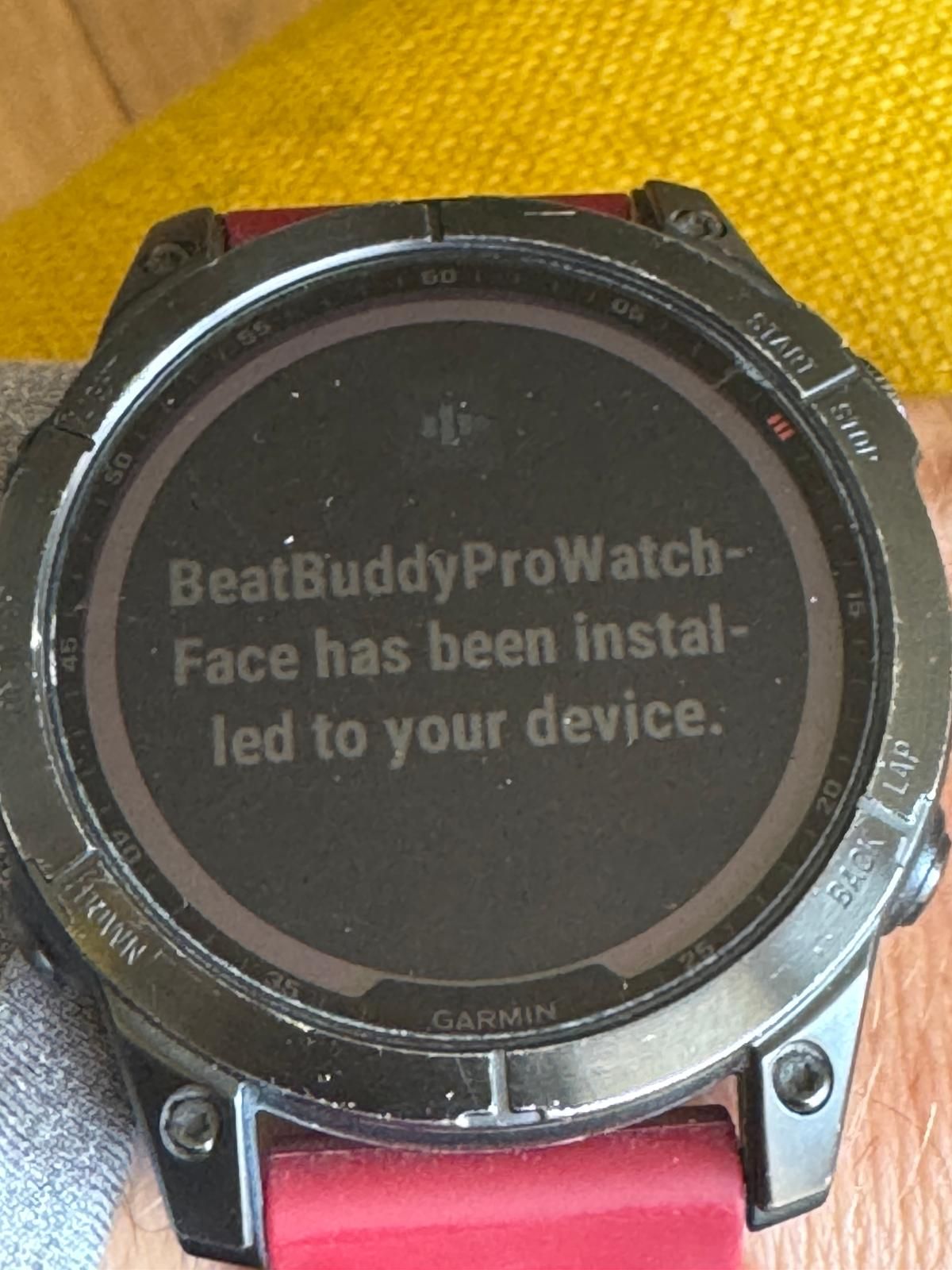 BeatBuddy Pro Watch Face installed on real Garmin watch